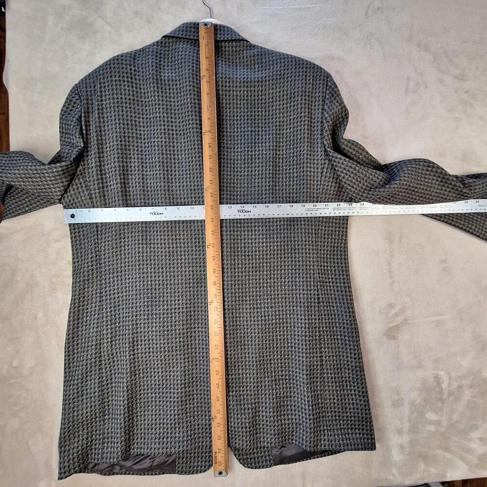 Vito Rufolo Suit Jacket Mens 46 Long Gray Wool Check Ventless 3 Button Italy
